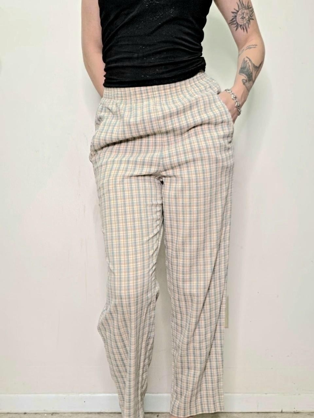 90s Vintage Plaid Trousers Size S